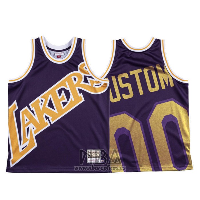 Camiseta Los Angeles Lakers Personalizada NO 0 Mitchell & Ness Big Face Violeta